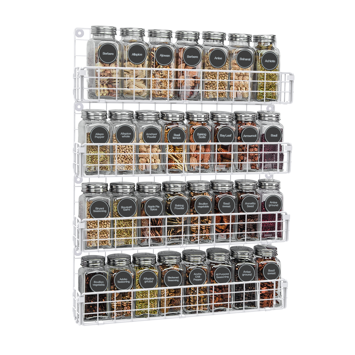 Spice Rack Organizer Wall Mounted 5-Tier Stackable Hanging Spice Jars Storage Racks,Great for Kitchen and Pantry,Up to Storage 48 Jars