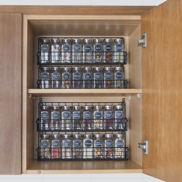 Spice Rack Organizer Wall Mounted 4-Tier Stackable Hanging Spice Jars Storage Racks,Great for Kitchen and Pantry,Up to Storage 36 Jars