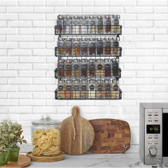 Spice Rack Organizer Wall Mounted 4-Tier Stackable Hanging Spice Jars Storage Racks,Great for Kitchen and Pantry,Up to Storage 36 Jars