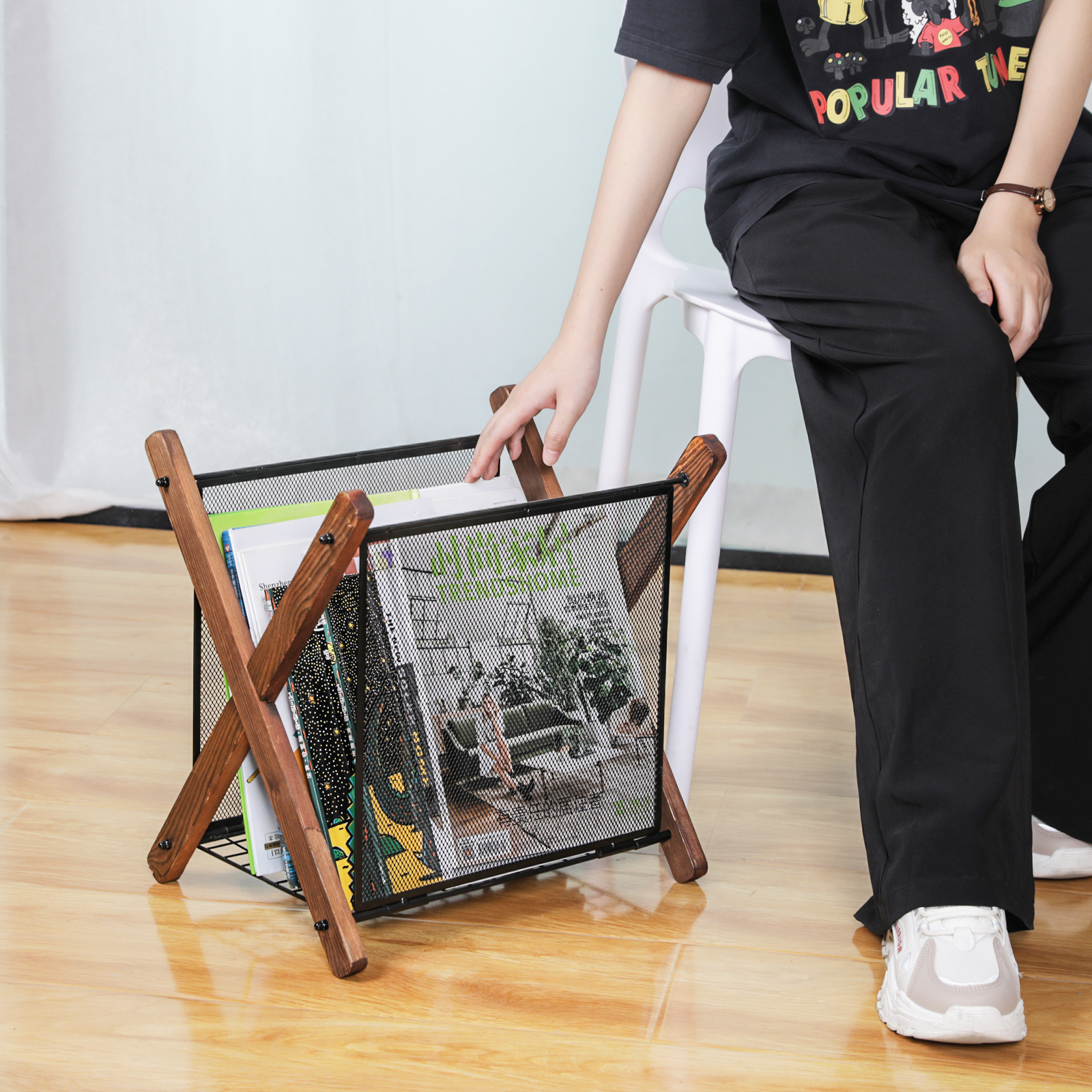 X Shape Magazine Record Rack Storage
