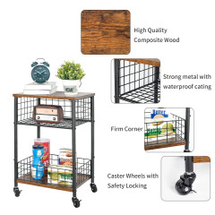 Vinyl Record Player Stand  Album Storage Shelf Movable Table with Wheels Detachable Fence