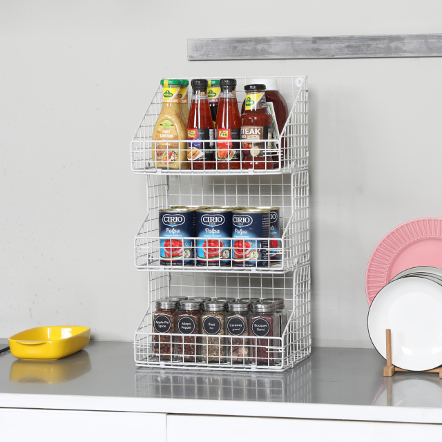 3 Tier Stackable Tea Bag Organizer Large Size with 5 Hooks Metal Wire Basket Coffee Snack Rack Holder Countertop Caddy