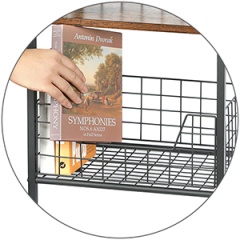 Stable Wood and Metal side Table Storage Shelf