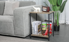 2-Tier Record Player Table Side Table Storage Shelf