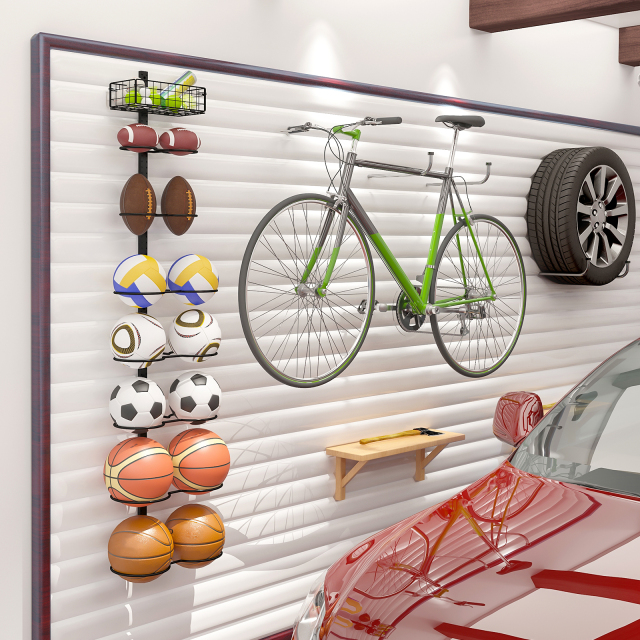 8 Tier Detachable Height-Adjustable Wall Mounted Basketball Rack