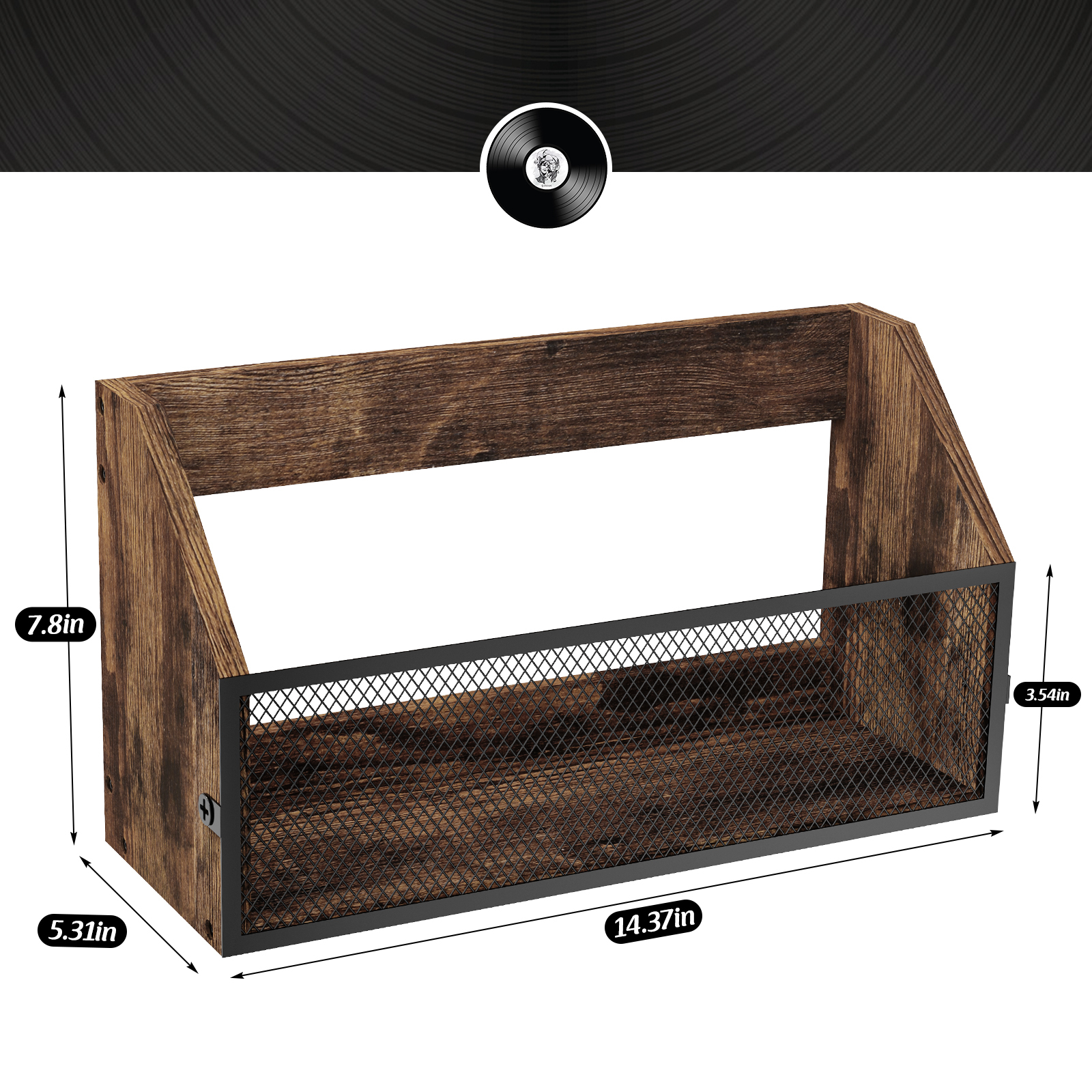 Wall Mounted or Countertop Record Storage Box