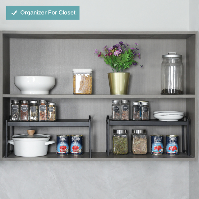 Expandable Cabinet Countertop Shelves Stackable Shelves Organizers For Kitchen