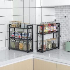 5 Tier Height-Adjustable Wall Mount or Counter-top Spice Shelf Storage for Kitchen Pantry Cabinet Spice Rack Organizer
