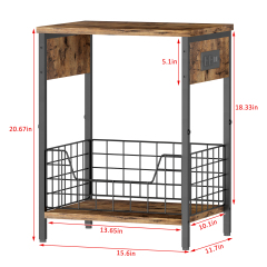 2-Tier End Table with Record Album Storage