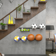 8 Tier Detachable Height-Adjustable Wall Mounted Basketball Rack