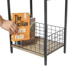 2-Tier Record Player Table Side Table Storage Shelf