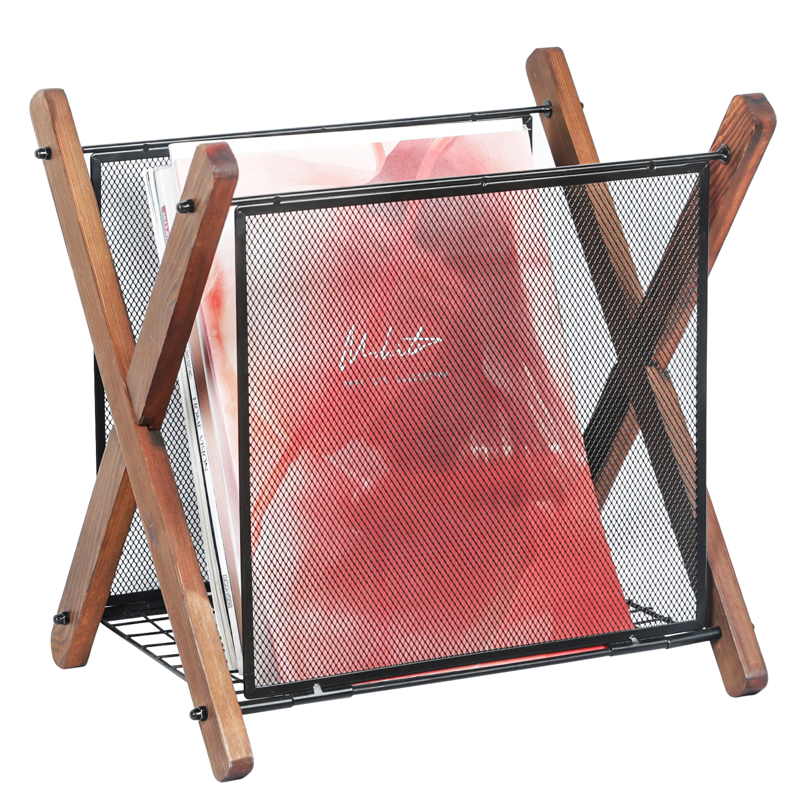 X Shape Magazine Record Rack Storage