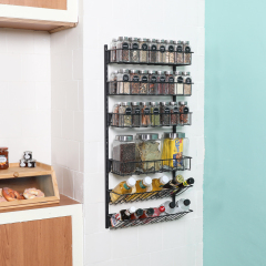 6-Tier Wall Mounted Spice Rack Organizer Hanging Height-Adjustable Seasoning Holder Rack