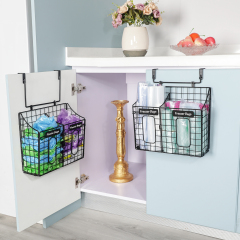 Over the Cabinet Door Organizer with Nameplates for Trash Grocery Bags Cuttingboard Holder for Kitchen Storage Hanging&Wall Mounted