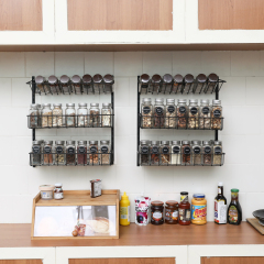 6-Tier Wall Mounted Spice Rack Organizer Hanging Height-Adjustable Seasoning Holder Rack