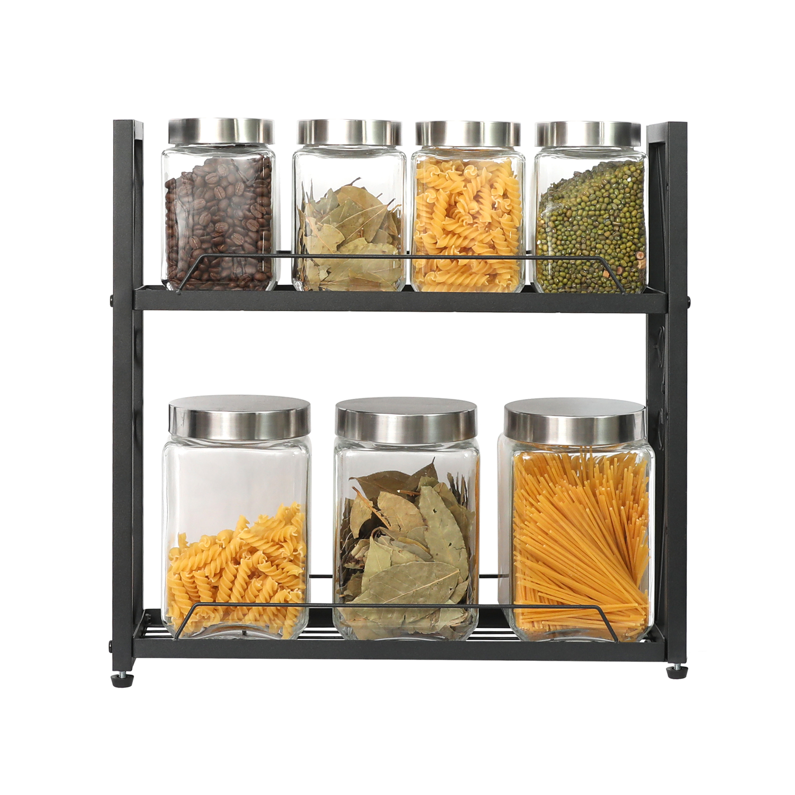 5 Tier Height-Adjustable Wall Mount or Counter-top Spice Shelf Storage for Kitchen Pantry Cabinet Spice Rack Organizer