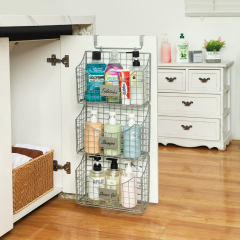 Over Door Storage Basket with Name Plate 5 S Hooks  for Kitchen Pantry Bathroom