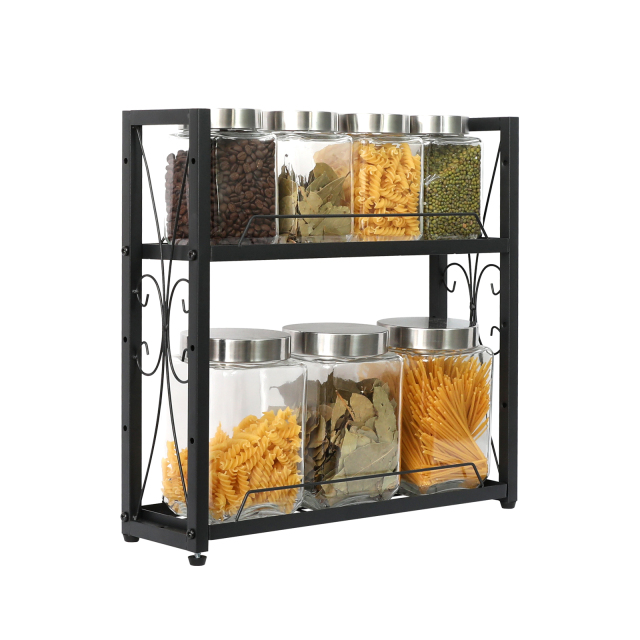 5 Tier Height-Adjustable Wall Mount or Counter-top Spice Shelf Storage for Kitchen Pantry Cabinet Spice Rack Organizer