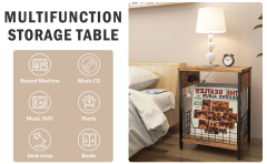 2-Tier End Table with Record Album Storage