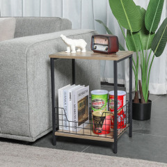2-Tier Record Player Table Side Table Storage Shelf