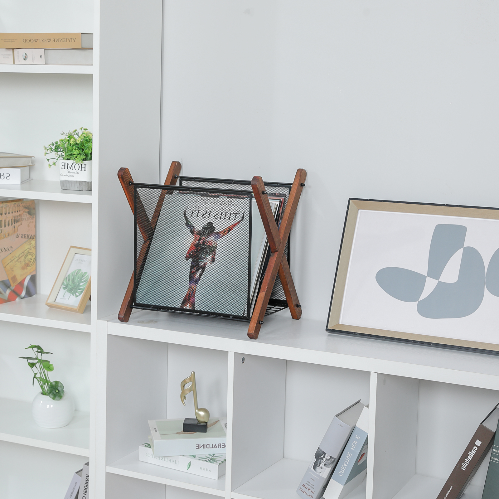 X Shape Magazine Record Rack Storage