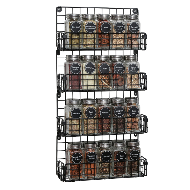 Spice Rack Organizer Wall Mounted 4-Tier Stackable Hanging Spice Jars Storage Racks,Great for Kitchen and Pantry,Up to Storage 36 Jars