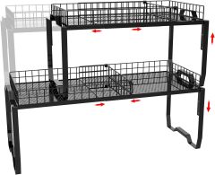 Expandable Cabinet Shelf Organizers Stackable Kitchen Countertop Shelves with Removable Fence