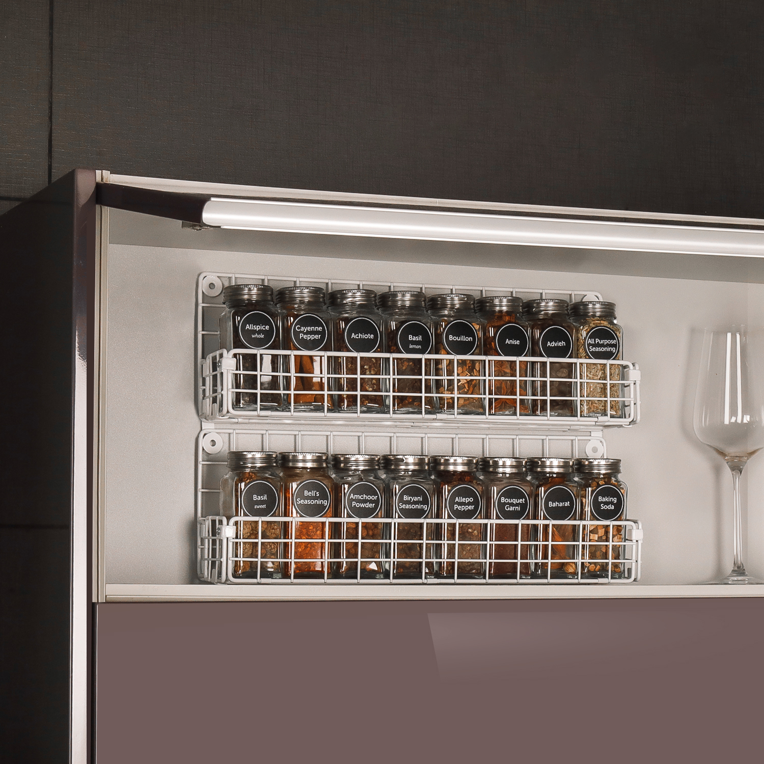 Spice Rack Organizer Wall Mounted 5-Tier Stackable Hanging Spice Jars Storage Racks,Great for Kitchen and Pantry,Up to Storage 48 Jars