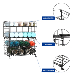 Adjustable Water Bottle Organizer 4 Tier Wall Mounted Water Bottle Holder