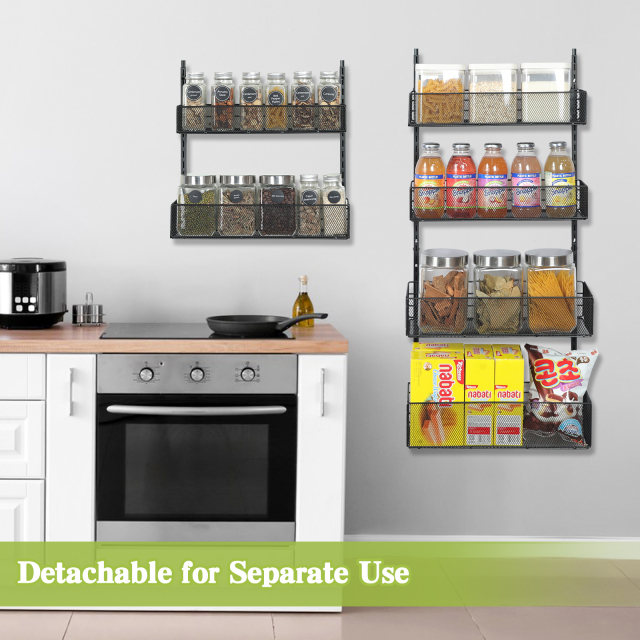 6-Tier Over The Door Pantry Organizer 6-Tier Adjustable Tiers Hanging & Wall Mount Spice Rack
