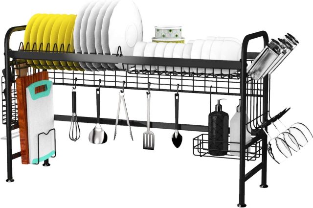 Dish Drying Rack Over The Sink Kitchen Organizer Storage Space Saver Shelf Utensils Holder