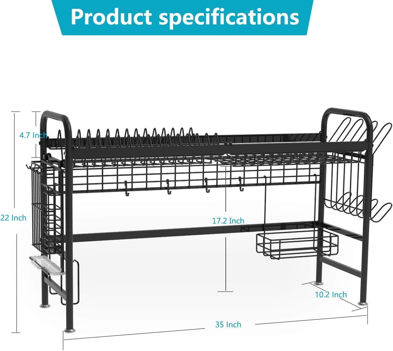 Dish Drying Rack Over The Sink Kitchen Organizer Storage Space Saver Shelf Utensils Holder