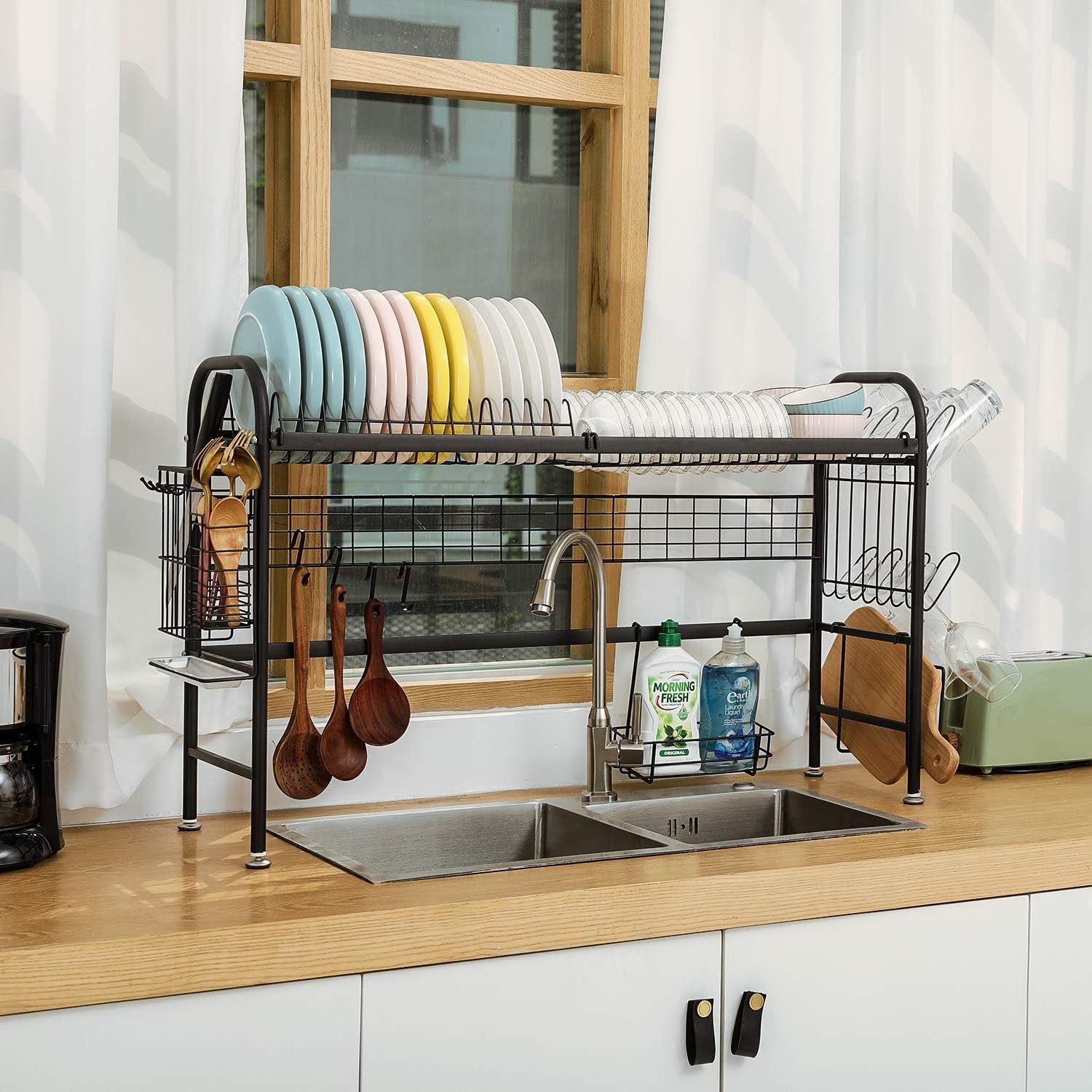 Dish Drying Rack Over The Sink Kitchen Organizer Storage Space Saver Shelf Utensils Holder