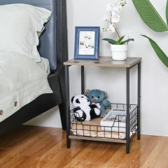 2-Tier Record Player Table Side Table Storage Shelf