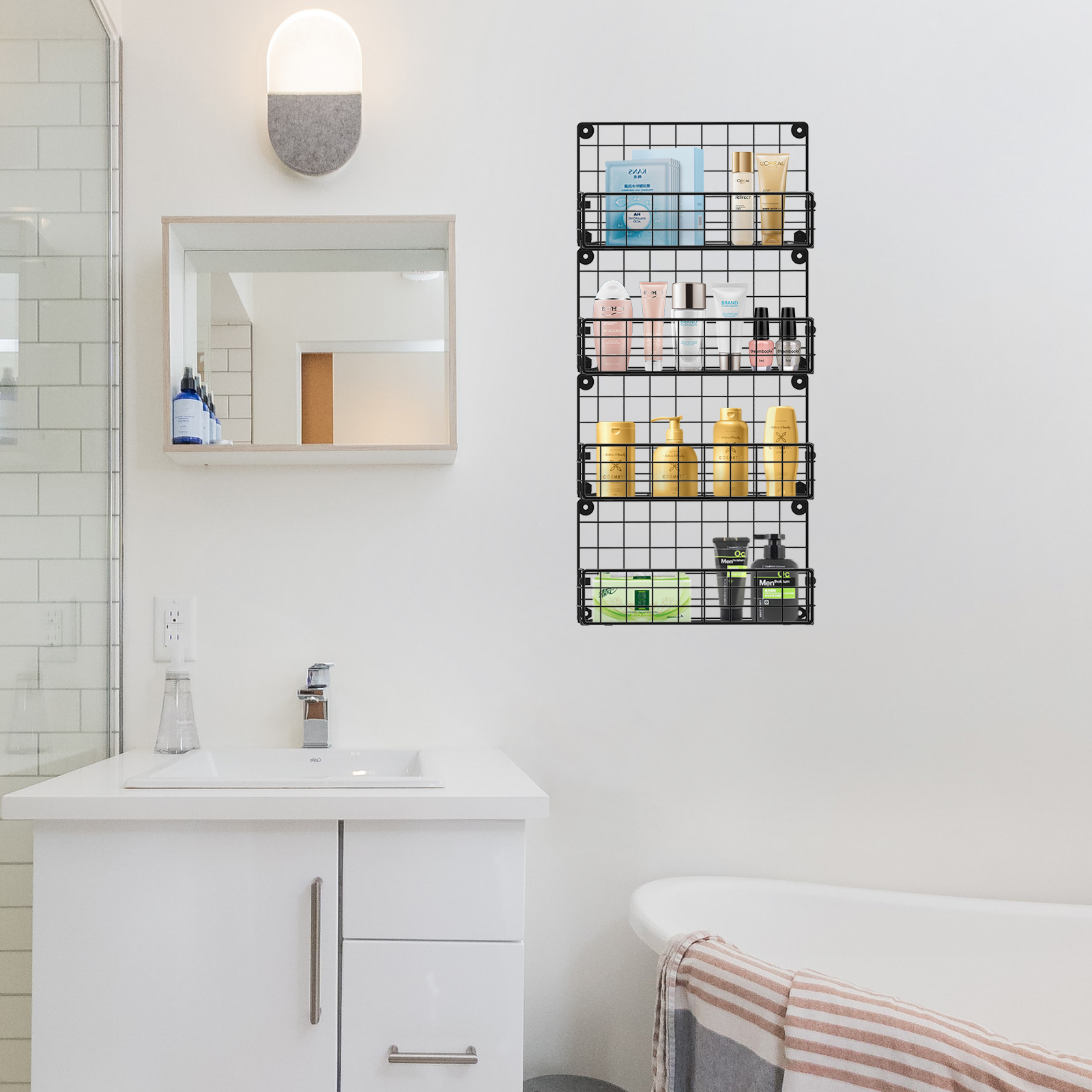 Spice Rack Organizer Wall Mounted 4-Tier Stackable Hanging Spice Jars Storage Racks,Great for Kitchen and Pantry,Up to Storage 36 Jars