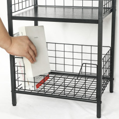 Stable Wood and Metal side Table Storage Shelf
