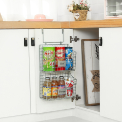 Over Door Storage Basket with Name Plate 5 S Hooks  for Kitchen Pantry Bathroom