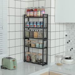 5 Tier Height-Adjustable Wall Mount or Counter-top Spice Shelf Storage for Kitchen Pantry Cabinet Spice Rack Organizer