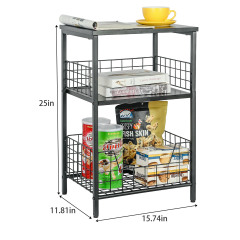 Stable Wood and Metal side Table Storage Shelf