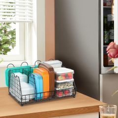 Multifunction Food Container Basket Adjustable 3 Dividers Container  Lid Organizer