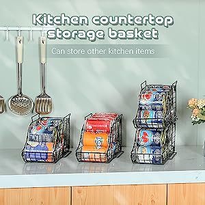 4-Pack Can Storage Organizer Pantry, Stackable Kitchen Canned Food Holder With Handles