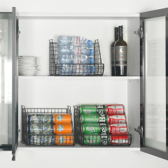 Stacking Can Dispensers 3 Tier with 3 Divider Food Rack Wire Bins for Kitchen Cabinet