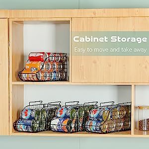 4-Pack Can Storage Organizer Pantry, Stackable Kitchen Canned Food Holder With Handles