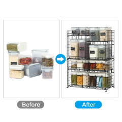 4 Tier Countertop & Cabinet Spice Rack with Adjustable Dividers Stackable Wire Basket for Kitchen & Pantry