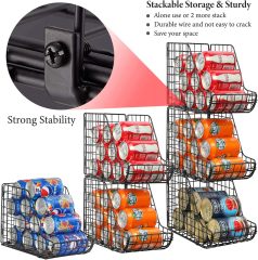 3 Pack Stackable Can Organizer Metal Wire Basket Beverage Pop Soda Rack Stand Kitchen Pantry Countertop Cabinets