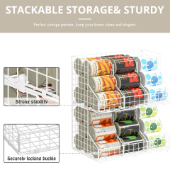 Multifunctional PantryStackable Wire Baskets for Snack Spice Canned Food, White
