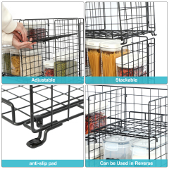 4 Tier Countertop & Cabinet Spice Rack with Adjustable Dividers Stackable Wire Basket for Kitchen & Pantry