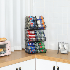 Stacking Can Dispensers 3 Tier with 3 Divider Food Rack Wire Bins for Kitchen Cabinet