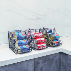 3 Pack Stackable Can Organizer Metal Wire Basket Beverage Pop Soda Rack Stand Kitchen Pantry Countertop Cabinets