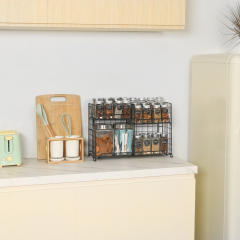 4 Tier Countertop & Cabinet Spice Rack with Adjustable Dividers Stackable Wire Basket for Kitchen & Pantry